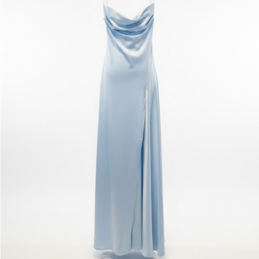 Strapless Sky Blue Evening Dress